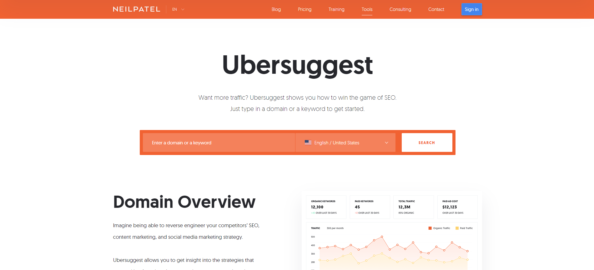 Ubersuggest - One of the best Ahrefs Alternatives