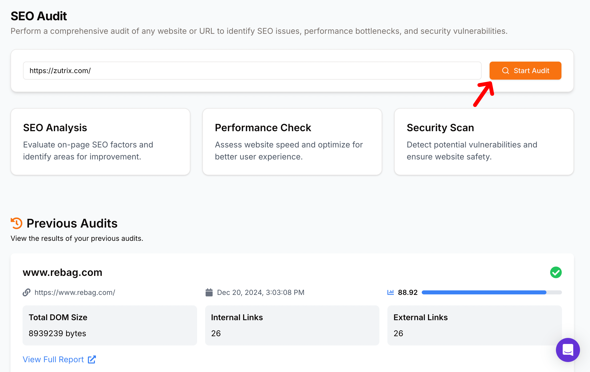 SEO audit zutrix